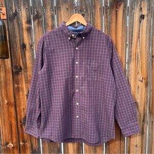 Chaps Purple Long Sleeve Button Up Plaid Dress Shirt Business Casual Office L